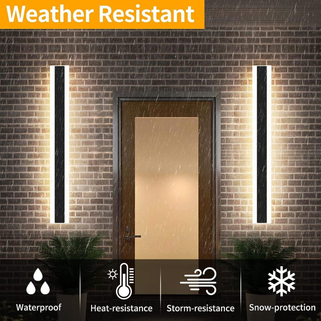 Daoseolo Outdoor Wall Sconces 31.4Inch, Wall Lights with 3 Lights Color(3000K/4500K/6000k), Acrylic Panel with Light Transmittance Greater Than 95%, IP65 Waterproof Minimalist Wall Lamp for Patio